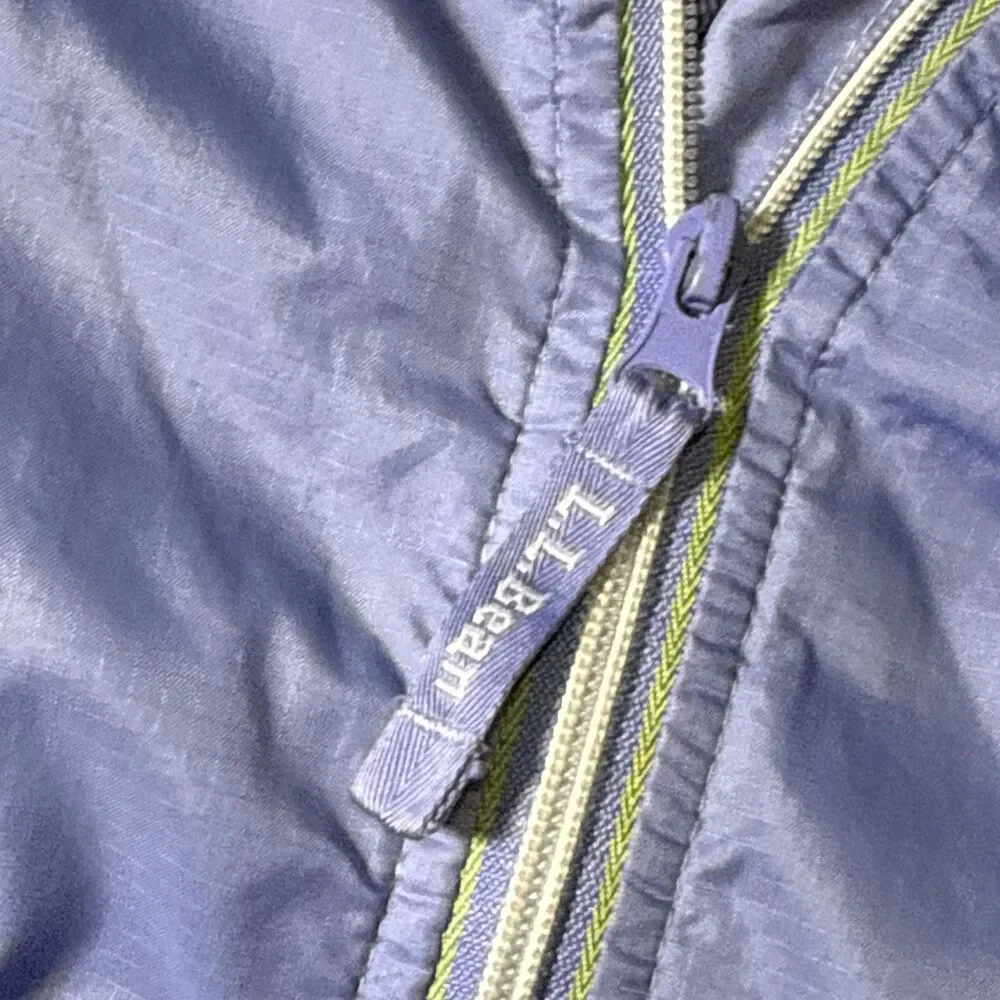 LL Bean Jacket Kids Youth 5 6 Blue Hooded Nylon Mesh Lined Windbreaker Rain Coat